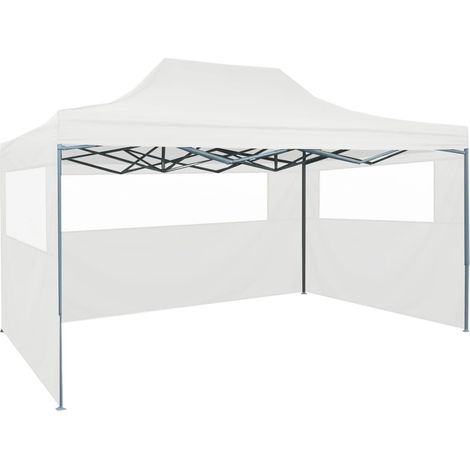 Tente de réception,Tonnelle de jardin pliable avec 3 parois 3x4 m Acier Blanc -72715 (1/5)
