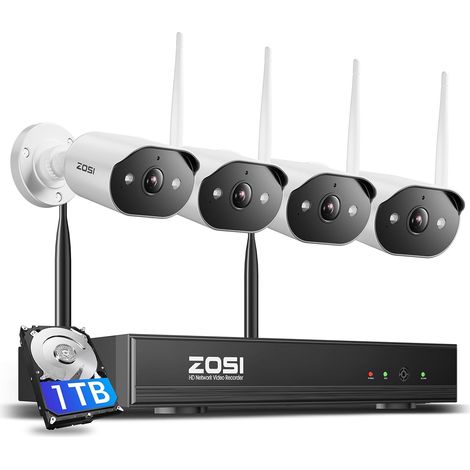 Kit Caméras de Surveillance WiFi6, Plug-in Caméra IP Extérieure 3MP avec NVR 8CH 1TB HDD, Alarme Sirène et Projecteur Vision Nocturne Couleur Détection de Personne, Audio Bidirectionnel (1/5)