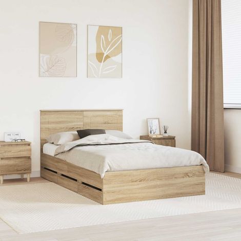 vidaXL Bettrahmen Sonoma-Eiche 120 x 190 cm Ingenieurs Holz (1/5)