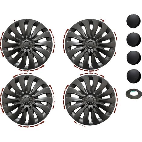 Tapa central de rueda, compatible con Tesla Model 3, plástico ABS duradero, negro mate, para Tesla, para Model 3 Highland (1/2)