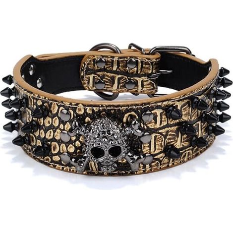 Rivets ronds à 3 rangées en cuir et cuir clouté Skull Cool pour taille moyenne (1/4)