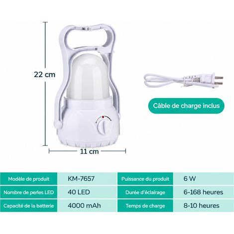 Lampe de secours LED rechargeable portable KM-7657 Blanc éclairage d'urgence domestique 1 g – Livraison gratuite (1/5)