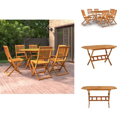 Ensemble à manger de jardin 7 pcs Bois d'acacia massif - Salon De Jardin - Mobilier De Jardin - Table De Jardin - Chaises De Jardin - Acacia Massif (1/5)
