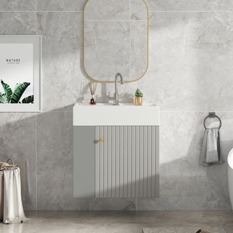 mobile contenitore bagno 55 cm salvaspazio grigio bianco OKMYHOME (1/5)