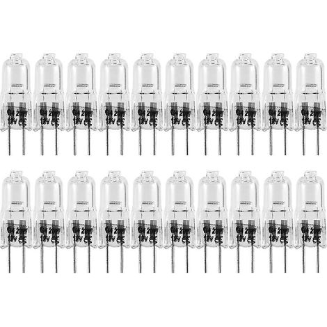 Lot de 20 ampoules halogènes G4, 20 W, 12 V, 2 broches, transparentes, pour éclairage de cuisinière, feux de signalisation, etc. (1/4)