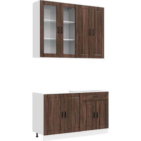 Kitchen Unit PORTO 4 pcs Brown Oak Engineered Wood vidaXL