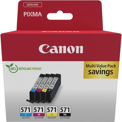 Multipack di Cartucce d'Inchiostro Canon CLI-571 Nero, Ciano, Magenta e Giallo per Stampanti Inkjet di Alta Qualit� (1/4)