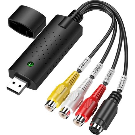 Convertisseur VHS vers numérique - USB 2.0 - Entrée RCA et S-vidéo - Compatible NTSC PAL - Pour transfert vidéo depuis magnétoscope VCR DVD - 1 pièce (1/5)