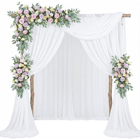 160 x 1000 cm Arche Tenture Mariage, Rideau en Tulle Blanc Voilage Blanc Drapé Transparent, Rideau de Gaze pour Décoration de Mariage,Cérémonie, Fête, Toile de Fond (1/5)