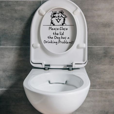 Humorvoller Toilettendeckelaufkleber „Bitte Deckel schließen, der Hund hat ein Trinkproblem“ – Badezimmerdekoration, lustiger Toilettenaufkleber, Modell 5 (1 Stück) (1/5)