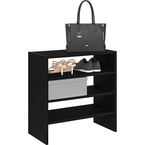 Schuhregale 2 Stück stapelbar Schwarze Eiche 60x30x30,5 cm