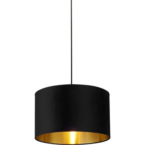 Paralume Contemporaneo Velluto Acciaio Nero Tessuto Oro 1 Luce B22/E14/E27 (1/4)