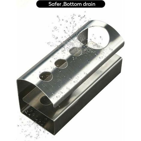 Porte-brosse À Dents - Acier Inoxydable 304 Brossé - Sans Perçage Adhésif 3M - Pour Salle De Bain Cuisine - 1 Pièce (1/4)