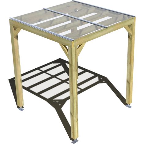 Pergola bois • 2m x 2m • indépendante • sens largeur • couverture étanche transparente incluse • livraison comprise (1/3)