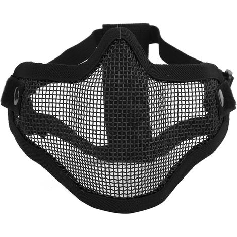 Masque de protection tactique en maille métallique, couverture partielle, film de sécurité anti-émeute couleur unie (Noir) (1/5)