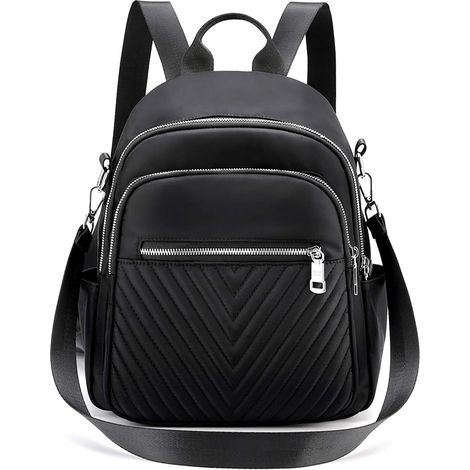 Sac à dos décontracté en nylon imperméable pour femmes (noir),