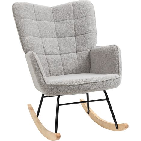 Sillón balancín tapizado gris claro 71 x 98 x 101 cm carga 120 kg (1/5)