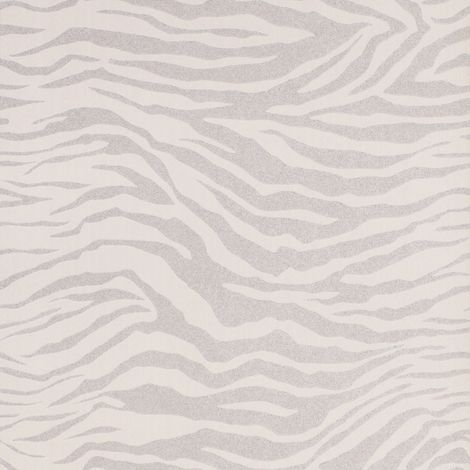 Superfresco Easy Zebradruck Mustertapete mit Glitzereffekt Silber 20-124