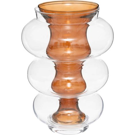 Vaso double atmosphera x matali crasset h36cm in vetro ambrato - Atmosphera créateur d'intérieur