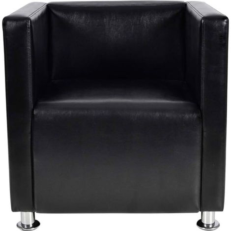 Fauteuil cube Noir Similicuir (1/5)