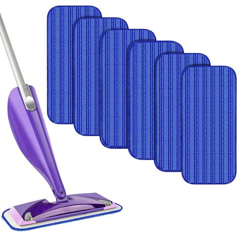 Lingettes Reutilisable pour Swiffer WetJet 6 Packs,Tampon à vadrouille réutilisable,Mop Pads en Microfibres pour Nettoyer et frotter Les sols secs ou humides - Bleu (1/2)