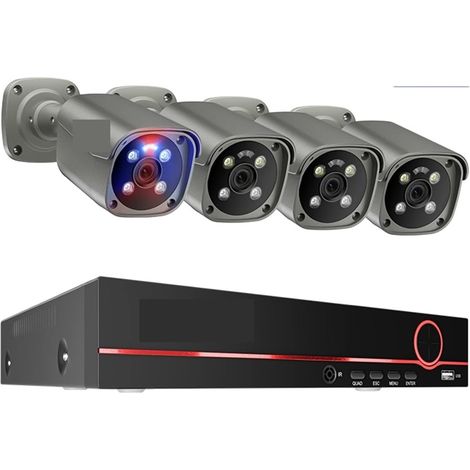 Système de caméra de sécurité à domicile Système de caméra de sécurité 4K Ultra HD 8MP POE NVR Audio bidirectionnel détection de visage couleur Vision nocturne CCTV ensemble de Surveillance vidéo ( Si (1/5)