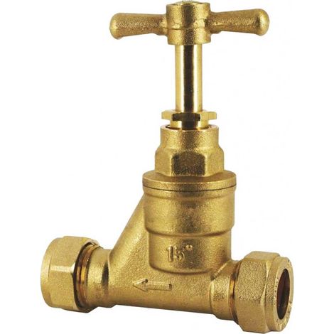 Brass Stopcock 15mm Compression Shut Off Valve BS1010 (1/2)