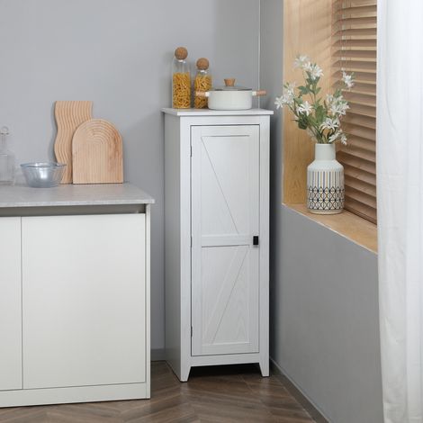 Armoire de Rangement buffet cuisine meuble de rangement  pour Salle de bain Gain de Place Style Classique avec 3 étagères réglables- Hauteur 120 cm en Bois Blanc