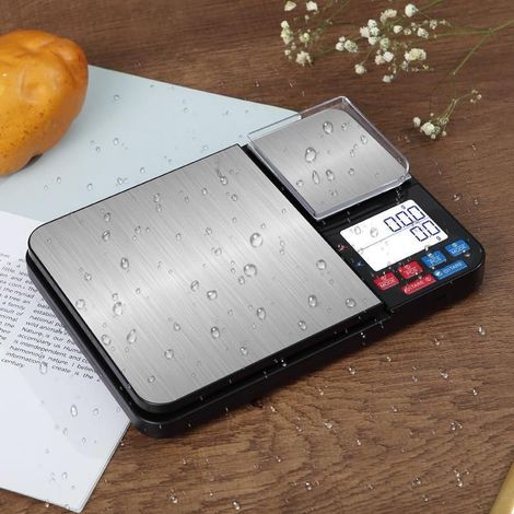 Balance de Cuisine Numérique, 10kg/1g et 500g/0,01g de Précision, Double Plateforme, 7 Unités de Pesée, Balance Alimentaire de Haute Précision avec Écran LCD Rétroéclairé, Fonction Tare (1/5)