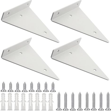 5.5 Inch White Triangle Shelf Brackets, 4 Pack Heavy Duty Iron Wall Mount Brackets with Screws, Right Angle Invisible Wall Shelf Brackets-Wall Shelf (1/3)
