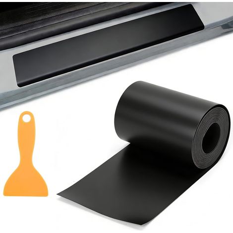 Film Carbone Voiture, 10 cm x 3 m Noir Protection Seuil de Porte Voiture  Autocollant Carbone, avec Grattoirs en Plastique, Résistant aux Rayures et Imperméable, pour La Plupart des Voitures (1/5)