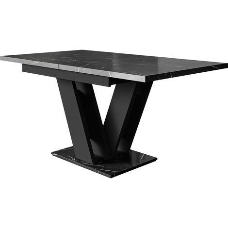 Mesa Musus, Mármol negro + Negro, 76x80x120cm, Alargamiento, Aglomerado laminado