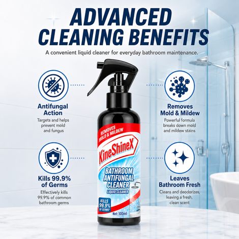 KineShineX Bathroom Antifungal Cleaner - Removes mold, dirt, and scale from tile grout, shower rooms, bathtubs, and sinks. (1/4)