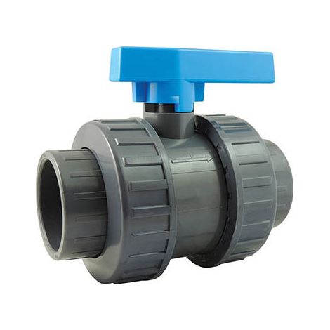 Kugelhahn Doppelverschraubung F/F zum Kleben 63 mm, PVC-U Druck, PN16