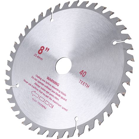 8 Zoll (20,3 cm) langes, 40 Zähne umfassendes Hartmetall-Kreissägeblatt für Holzbearbeitung, Bohrungsdurchmesser 25,4 mm (1/5)
