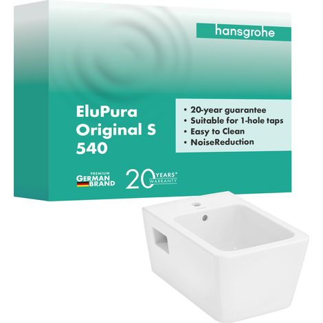hansgrohe EluPura Original Q Wandbidet, 1 Hahnloch, mit Überlauf, (1/5)