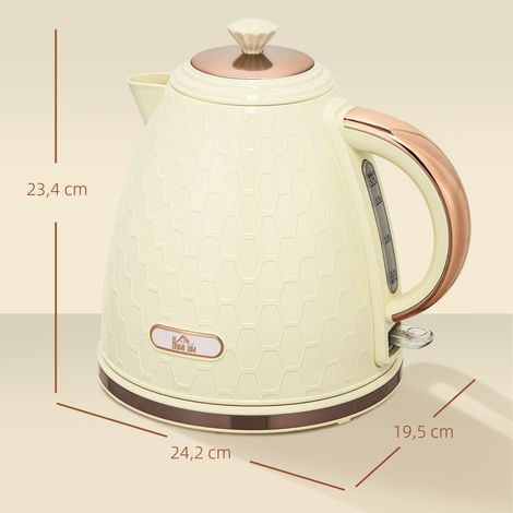 Bouilloire électrique 2200W, réservoir transparent, filtre anti-calcaire, chauffe rapide, couleur sable, 1 pièce (1/5)