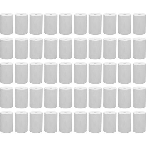 50 rouleaux de papier thermique 2,2 x 1,6 pouces épais, impression nette et durable pour caisse enregistreuse, photos et bricolage sans noyau tubulaire (1/5)