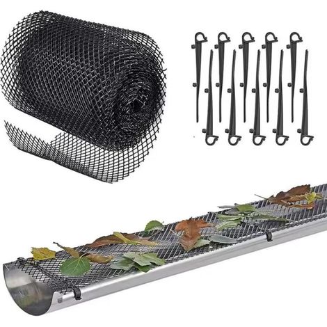 Noir,(18 cm x 8 m)Protection de gouttière en plastique, 18 cm x 8 m, protection robuste en maille pour gouttières, filtre à feuilles