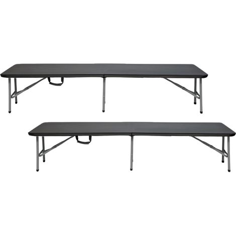 Confezione da 2 panche pieghevoli per catering, nere, 180x28x43 cm, 7house