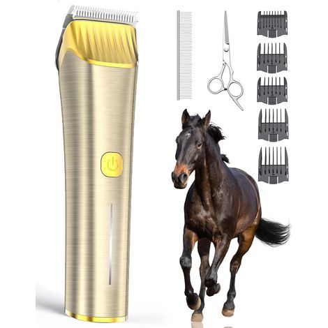 Cordless Horse Clippers Silent Heavy Duty 2 Speed Low Noise Designed for Long/Thick Hair Horses (1/5)