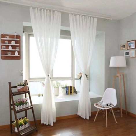 Rideaux Transparents Blancs de Fenêtre 90 Pouces de Long 6 Panneaux Rideaux Blancs Transparents Rideaux Transparents Panneau de (1/5)