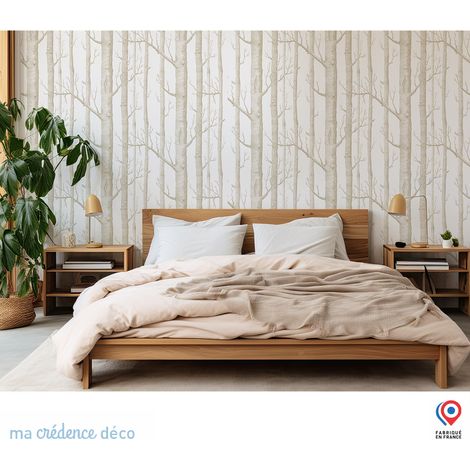 Papier peint : Forêt scandinave - Intissé - L.200 x H.280 cm - Vert blanc (1/3)