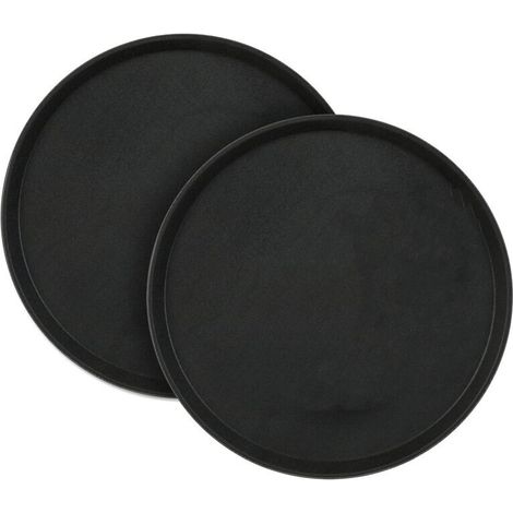 Set mit 2 runden Serviertabletts, 40 cm Durchmesser, rutschfeste Oberfläche, Restaurant, Schwarz