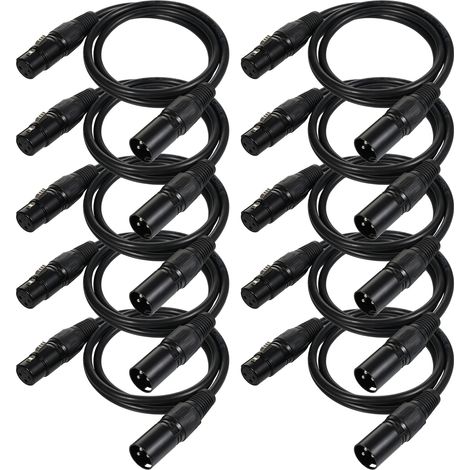 Cavo di segnale DMX512 da 2 m/6,6 piedi per microfono Canon/XLR, colore nero. (1/5)