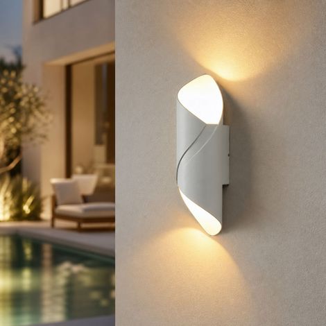 Applique murale LED extérieure IP65 design hélicoïdal 23x6,5cm étanche pour jardin terrasse couloir (1/5)