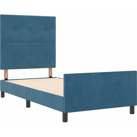 vidaXL Bed Frame Dark Blue 90x200 cm Velvet (1/5)