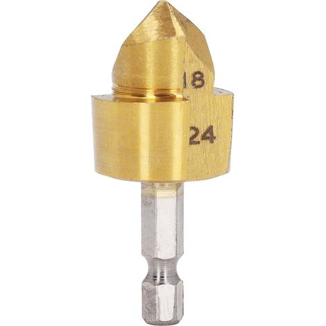 BEBUSINGOTO Foret à Fraise à Tige Hexagonale de 1/4 Pouces, Fraise à Chanfreinage à 90 Degrés, Fraise en Métal de 18 à 24mm pour L'ouverture des Trous (1/4)