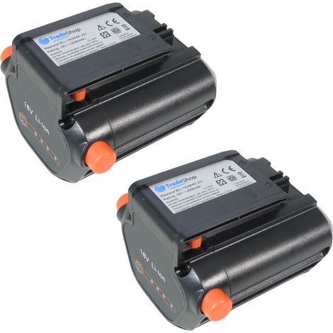 2x Trade-Shop Li-Ion Akku 18V / 2000mAh ersetzt Gardena 9840-20 5ICR18/65 für EasyCut Li-18/23 (9876) EasyCut Li-18/23R (9823) Allround Bläser AkkuJet 18-Li (9335) PowerMax Li-18/32 (5039) (1/4)