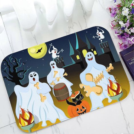 Tapis d'intérieur/extérieur/salle de bain, motif fantôme et lune, pour Halloween, 40 x 60 cm